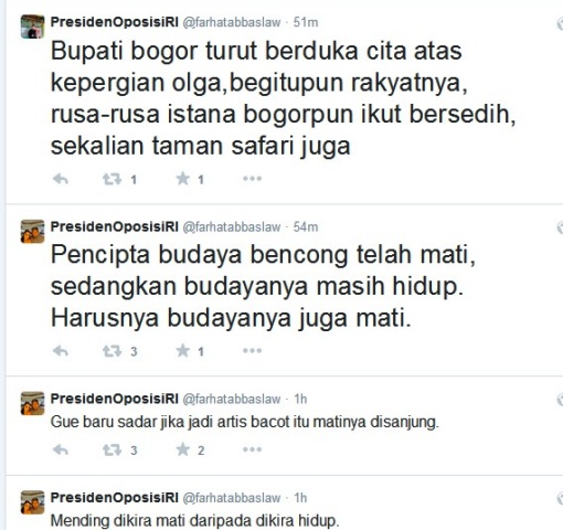 Yang Meninggal Olga, Kenapa Tagar #RIPFarhatAbbas Jadi TT?